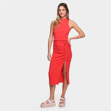 Imagem de Vestido Midi Il Shin Canelado Fenda, Pink, P