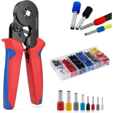 Imagem de Alicate Crimpar Kit 1200 Peças - Prensa Terminal Ilhos Tubulares 0,25mm² Até 10mm² - Ferramenta Crimpador Profissional - Reparo Elétrico Antiderrapante Catraca Ajustável Cabo Ergonômico