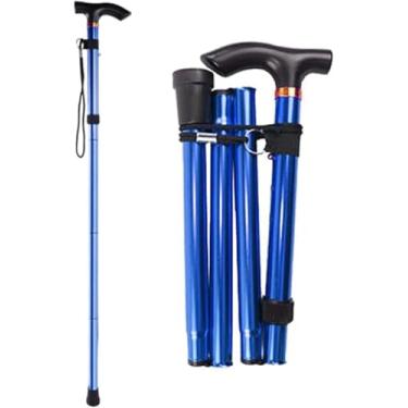 Imagem de Bengala Para Idosos Bengala Para Mulheres E Homens Retrátil Seção Dobrável Bengala De Trekking Ao Ar Livre Prática Bengala Dobrável Para Auxiliares De Viagem, Blue