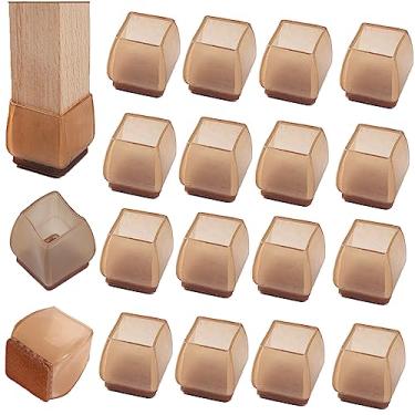 Imagem de 24 Pcs Protetores De Piso De Perna De Cadeira Capas De Perna De Cadeira De Silicone Para Proteger Pisos De Madeira De Arranhões Ruído Móveis Copos Tampas De Per, Brown, Square L