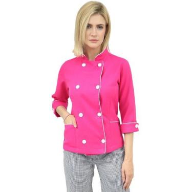 Imagem de Dolmã Chefe de Cozinha Feminino Manga 3/4 - Camisa Feminina Chefe de C