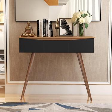 Imagem de Aparador Paris - 3 Gavetas Com Corrediças Em Mdp Preto-nature - Maria Móveis