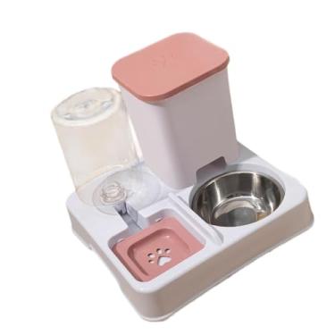 Imagem de Whtkoph Alimentador Automático para Cães E Gatos, Separação Seca E úmida, Superfície Lisa, Tigela Removível para Comer E Beber, para Cães E Filhotes de Animai, Rosa Branco