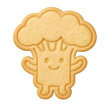 Imagem de Mighty Gadget Cortador e carimbo de biscoito Happy Broccoli Buddy – 10 x 7 cm, formato divertido para festa de panificação infantil (cor aleatória)