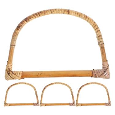 Imagem de 4 Pcs Alça De Bolsa Artesanal Alças De Saco De Bambu Alça De Bolsa De Artesanato Alça De Mão Alças De Bolsa Em Forma De d Bolsa De Bambu Suprimentos Feitos à Mão De Madeira Bolsas