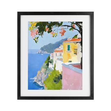 Imagem de Stupell Industries Impressão emoldurada preta com vista para o mar litoral italiano sob vidro por Riley B, 40 x 33