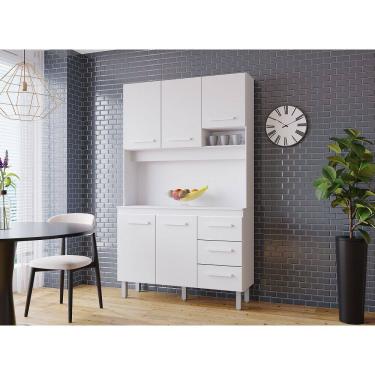 Imagem de Cozinha Compacta Vitória 120m 5 Portas 3 Gavetas - Branco Móblis 