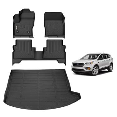 Imagem de AIPOIL Tapetes De Tpe E Forro Carga Personalizados Para Ford Escape 2013-2019 (S/Se/Titanium/Sel), Compatível Com Porta-Malas Da 1ª 2ª Fileiras, Proteção Todas As Condições Climáticas, Conjunto Comp