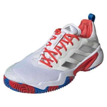Imagem de adidas Tênis Barricade Masculino, Branco/prata metálico/azul-royal brilhante, 7