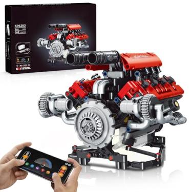 Imagem de HIGH GODO Motor V8 Que Funciona, Kit De Modelo Carro Visível Com E Luzes, Controle Aplicativo Para Montar Seu Próprio, Brinquedos Stem Crianças Adultos A Partir 14 Anos (660 Peças)