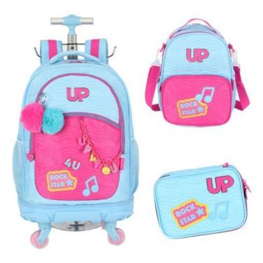 Imagem de Kit Mochila Carrinho Rodinhas 360 Led Up4You Porta Laptop