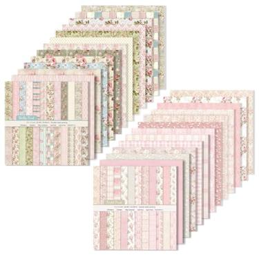 Imagem de Unoschrim 48 Folhas De Papel Para Scrapbook Com Desenhos Estampados, 30 X Cm, Fundo Floral Rosa Decorativo Álbum Decoupage, Scrapbooking E Criação Cartões