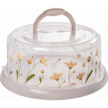 Imagem de Boleira Com Tampa Rosqueável Alça Decorada Flor Plasútil