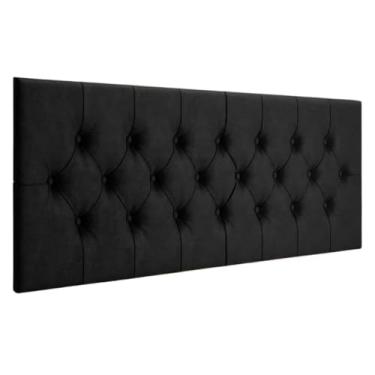 Imagem de Cabeceira estofada para cama de casal, 160 cm, decoração de parede para quarto(Suede Preto,Queen (160cm))