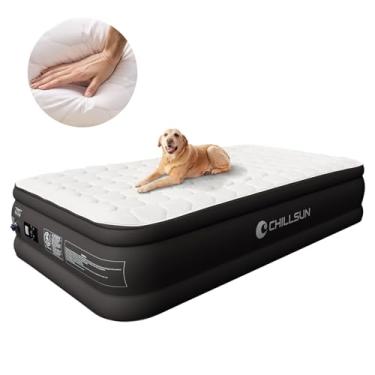 Imagem de CHILLSUN Colchão de ar duplo com bomba embutida, colchão inflável inflável durável para hóspedes e casa, colchão inflável Colchon para hóspedes e casa, Colchon Inflável Airbed 317 kg Max