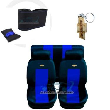 Imagem de capa banco carro material sintético azul+capa volante p captiva 2015 -