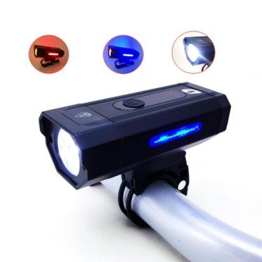Imagem de Farol Lanterna Sinalizador Para Bike Bicicleta LED Branca Vermelha Azu