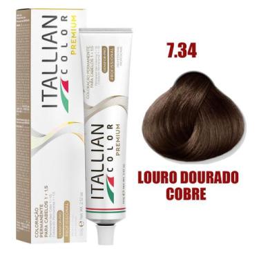Imagem de Coloração Itallian 60g Louro Dourado Cobre 7.34 Premium