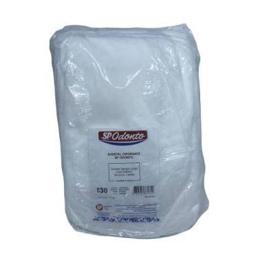 Imagem de Avental Descartável TNT Manga Longa Punho com Elástico 30G Pacote 10 u