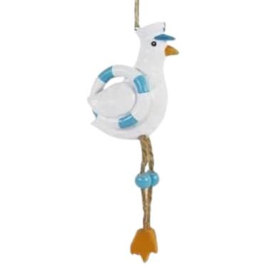 Imagem de The Bridge Collection Enfeite de Natal de gaivota náutica – Decoração de férias costeiras com chapéu de marinheiro e preservador da vida – Detalhe de árvore com tema de praia