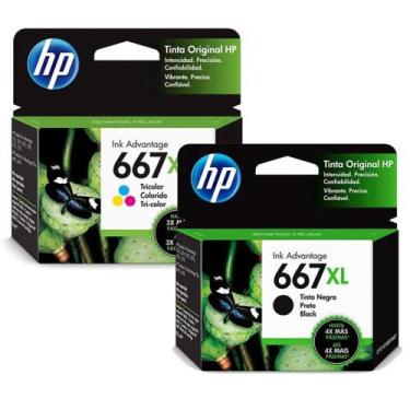 Imagem de Kit Cartuchos hp 667 xl Black + Color Originais