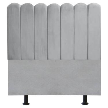 Imagem de Cabeceira Nuvem Cama Solteiro 90 Cm Alanis Suede Cinza Claro