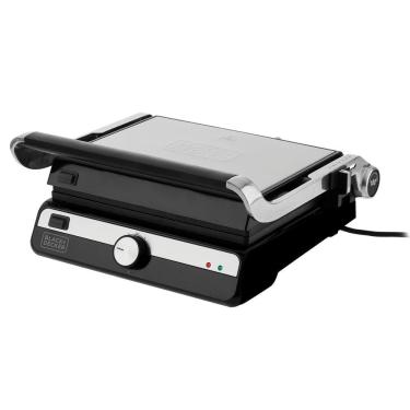 Imagem de Grill Elétrico Black+Decker G1500G Gourmand Gris 1500W Abertura 180° Chapas Removíveis Antiaderente Inox