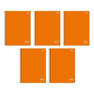 Imagem de Kit com 5 Cadernos Universitário Espiral Tilibra com 96 Folhas Pautadas Zoom Laranja Escolar Aula