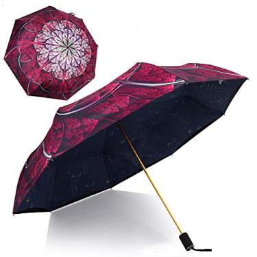 Imagem de Guarda-chuva de flores Kobold à prova de vento 3 camadas duplas dobráveis bom para proteção contra chuva UV sol, Vermelho, Large