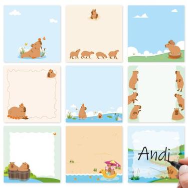 Imagem de Sticky Notes Lovarywow Capybara, 9 pacotes, 7,62 x 7,62 cm, 450 folhas