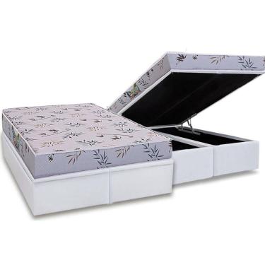 Imagem de Conjunto Box Baú Queen: Colchão Espuma Herval D28 St. Louis + Base CRC Linhão White (158x198)