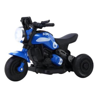 Imagem de Mini Moto Elétrica Infantil Triciclo Azul Painel Faróis Luz - Bang Toy