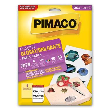 Imagem de Etiqueta papel glossy 7074 com 10 folhas Pimaco