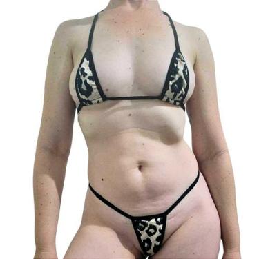Imagem de Biquíni Mini Fio Dental microkini animal print sem forro oncinha - no-