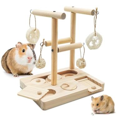 Imagem de PINVNBY Brinquedos de forrageamento de porquinhos-da-índia – Hamsters alimentador interativo de quebra-cabeça de madeira para chinchilas, coelhos, animais de estimação pequenos, design seguro para