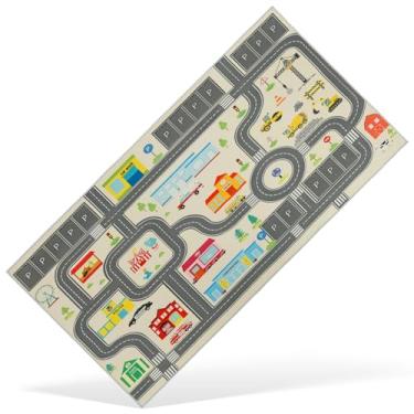 Imagem de Tapete infantil tapete de brincar confortável de poliéster tapete de carro tapete antiderrapante infantil brinquedo educativo de aprendizagem para sala de estar quarto sala de jogos (B, 80 * 160 cm)