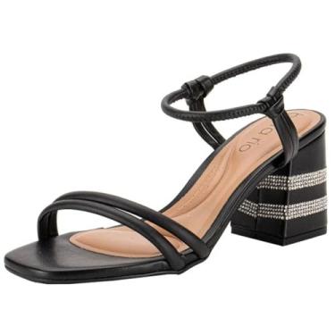 Imagem de Sandália Feminina Salto Bloco Strass Conforto Chic Beira Rio