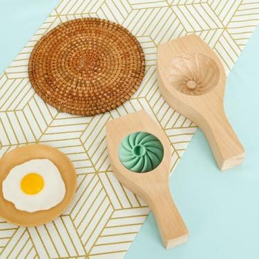 Imagem de DJAPWPX 2 peças de molde de pão cozido no vapor, molde baozi de madeira, carimbo de biscoito estético, máquina de pão cozido a vapor multifuncional para cozinha doméstica