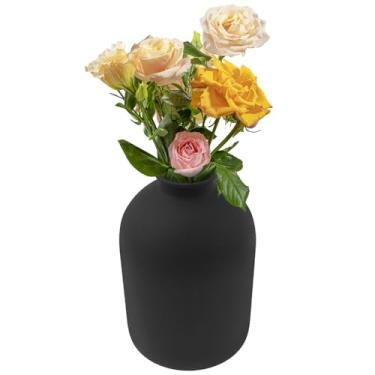 Imagem de ZFLYCANP Vaso de flores fosco de metal preto, vaso para flores, vaso de arranjos de flores fosco de ferro para mesa de centro de mesa, prateleira de casa, escritório, decoração de jardim (preto)