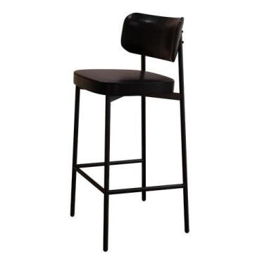 Imagem de Banqueta Alta Alloa Revestimento Sintético Est.Preta - Metalig