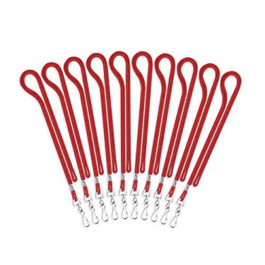 Imagem de Cordão MIFFLIN, cordões de crachá de identidade, cordões de tecido redondo com gancho J, Vermelho, 100