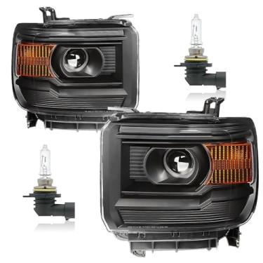 Imagem de Vizotae Faróis para GMC Sierra 2014-2018 GMC Sierra 1500/2015-2019 GMC Sierra 2500HD 3500HD, farol alto/baixo com lâmpadas, lado do motorista e do passageiro