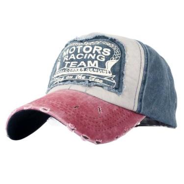 Imagem de Boné rasgado Aba curva Masculino/Feminino - Genérica, Azul aba vinho, 