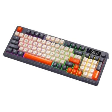 Imagem de BaotyJie Teclado mecânico russo para jogos, antiderrapante, leve, confortável, com retroiluminação LED para computador, desktop e laptop, Laranja Preto