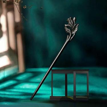 Imagem de Palitos de cabelo de madeira presilhas de cabelo de sândalo vermelho clipes de coelho estilo vintage acessórios para mulheres coque