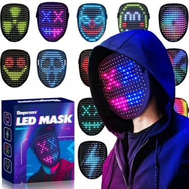 Imagem de Led mask,Led face mask,halloween mask,234 lamp beads with Type-C recharge and 50 Presets Pattern,For Party Masquerade Dj Costume bar,Halloween Christmas Led Glow Light Up Mask（Induction face change）