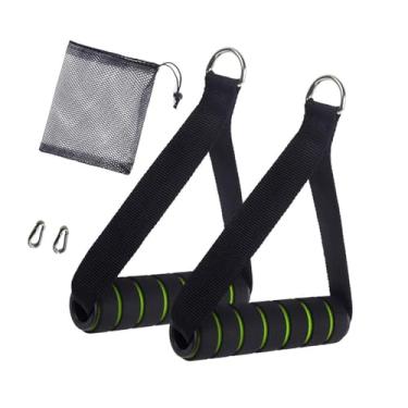 Imagem de menolana 2 peças de alças de exercício, acessórios de fixação, alças de faixa de resistência antiderrapantes para polias de máquina de cabo, equipamento de, Verde