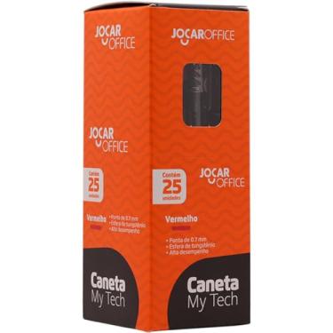 Imagem de Caneta Esferográfica, Jocar Office, My Tech, 0,7 mm, Vermelha, Caixa com 27