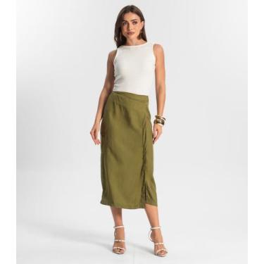 Imagem de Saia Midi Com Fenda Endless Verde, G, Verde