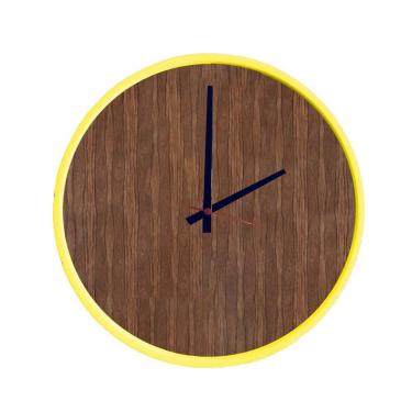 Imagem de Relógio Round Amarelo Mostrador Pau Ferro Ponteiro Preto 50 cm 